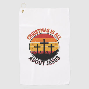 Christian Christmas Jesus Sunset Cross T-Shirt Des Golf Towel