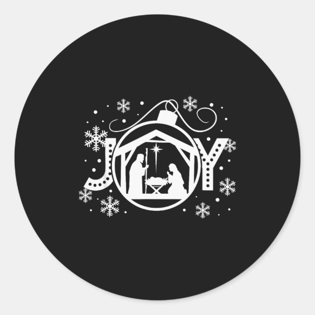 Christian Christmas Joy Jesus Nativity Scene Faith Classic Round Sticker (Front)