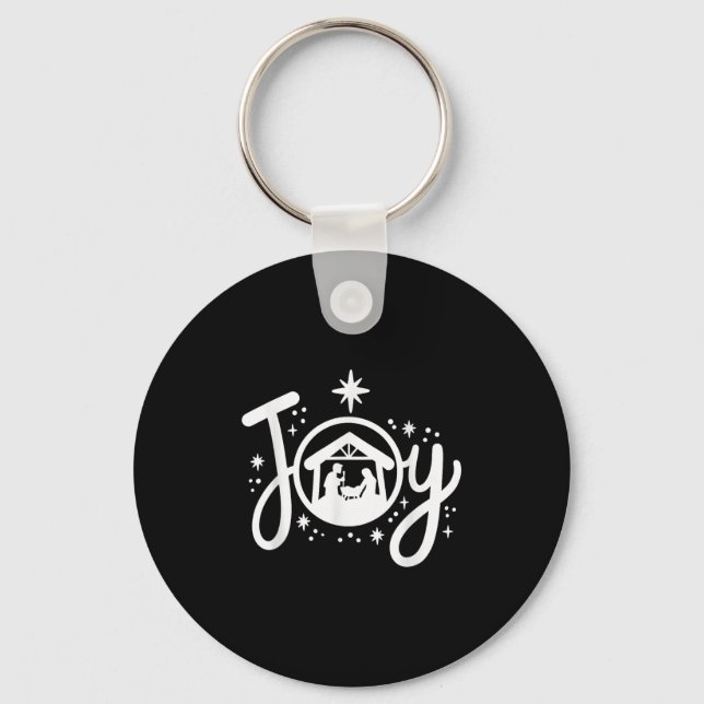 Christian Christmas Joy Jesus Nativity Scene Faith Key Ring (Front)