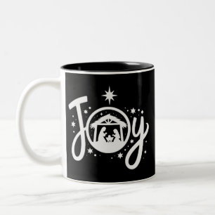 Christian Christmas Joy Jesus Nativity Scene Faith Two-Tone Coffee Mug