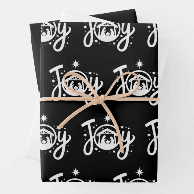 Christian Christmas Joy Jesus Nativity Scene Faith Wrapping Paper Sheet (In situ)