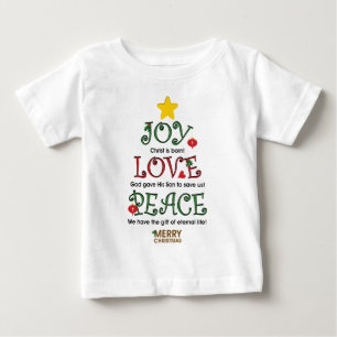 Christian Christmas Joy Love and Peace Baby T-Shirt