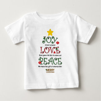 Christian Christmas Joy Love and Peace Baby T-Shirt