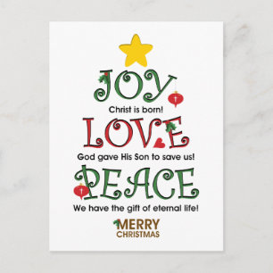 Christian Christmas Joy Love and Peace Holiday Postcard