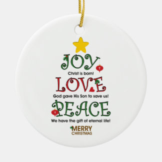Christian Christmas Joy Love and Peace Ornament
