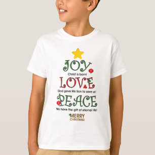 Christian Christmas Joy Love and Peace T-Shirt