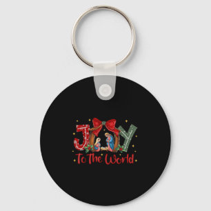 Christian Christmas Joy To The World Coquette Jesu Key Ring