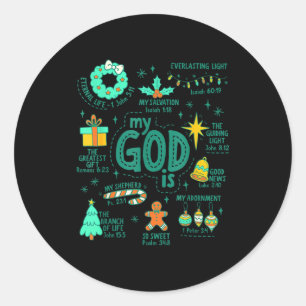 Christian Christmas My God Is Jesus Is The Reason Classic Round Sticker