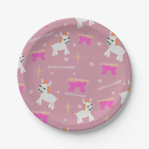 Christian Christmas Nativity Pink Paper Plate