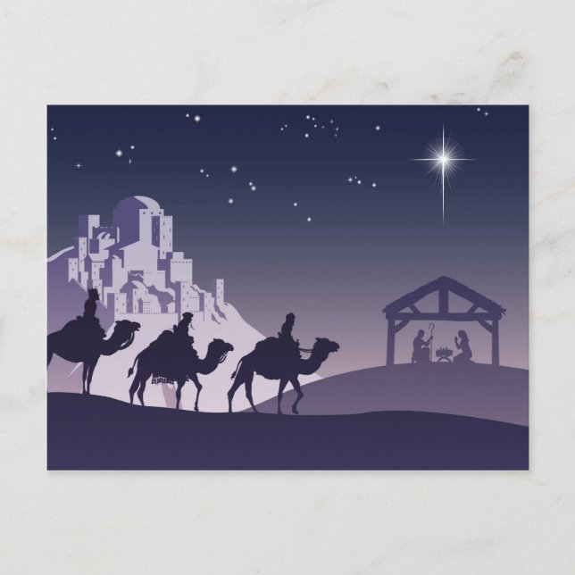 Christian Christmas Nativity Scene Holiday Postcard (Front)