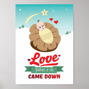 Christian Christmas Poster Baby Jesus John 3:16