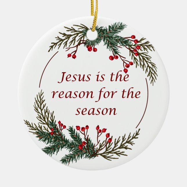 Christian Christmas Scripture Dated Custom Ceramic Tree Decoration (Front)