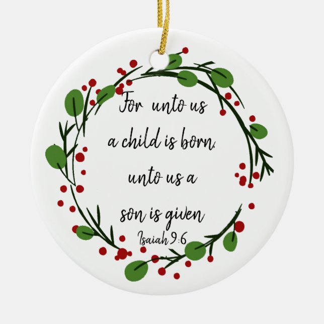 Christian Christmas Scripture Inspirational Verse Ceramic Tree Decoration (Front)