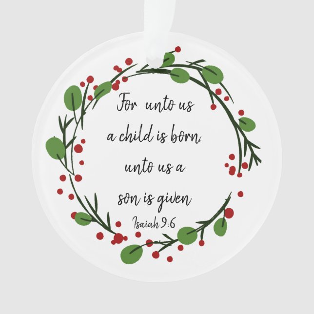 Christian Christmas Scripture Inspirational Verse Ornament (Front)