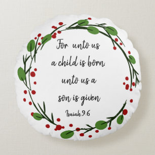 Christian Christmas Scripture Inspirational Verse Round Cushion
