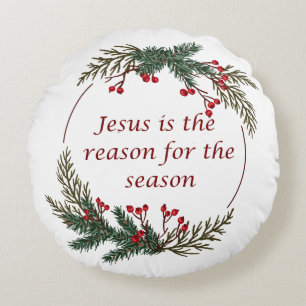 Christian Christmas Scripture Round Cushion