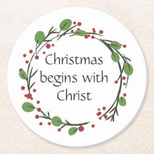 Christian Christmas Scripture Scripture Round Paper Coaster