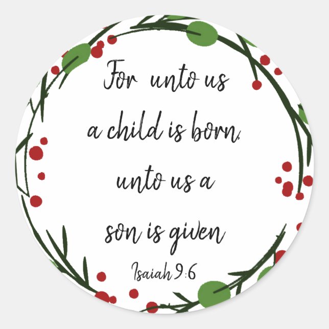 Christian Christmas Scripture Sticker Scripture (Front)
