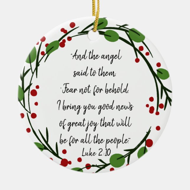 Christian Christmas Scripture Sticker Scripture Ceramic Tree Decoration (Front)