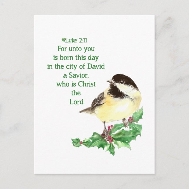 Christian Christmas Scripture Sticker Scripture Holiday Postcard (Front)