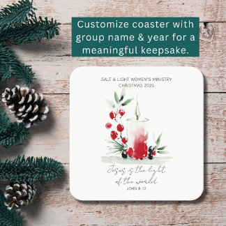 Christian Christmas Scripture Stylish Custom Event Square Paper Coaster