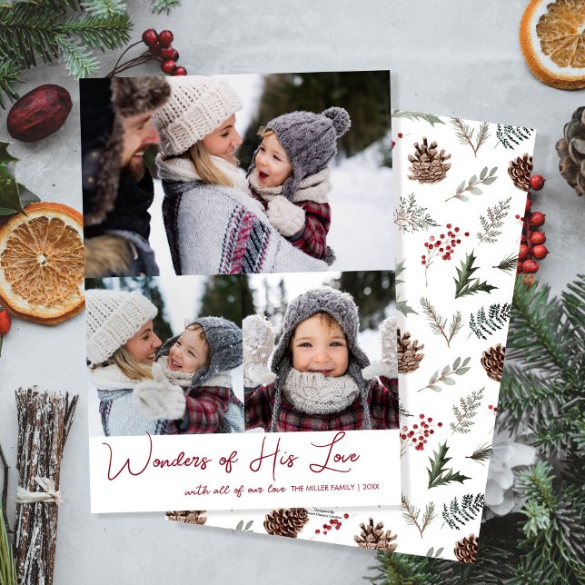 Christian Christmas Three Photo Family Holiday Card (Creator Uploaded)