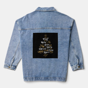 Christian Christmas Tree Family Holiday Church Denim Jacket