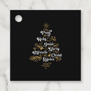 Christian Christmas Tree Family Holiday Church Favour Tags
