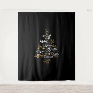 Christian Christmas Tree Family Holiday Church Tapestry