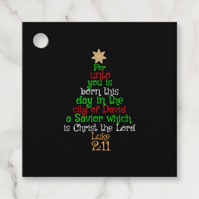 Christian Christmas Tree Shirts Favour Tags (Front)