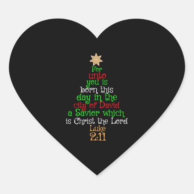 Christian Christmas Tree Shirts Heart Sticker (Front)