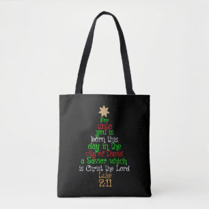 Christian Christmas Tree Shirts Tote Bag