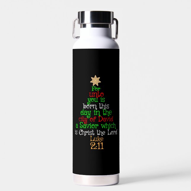 Christian Christmas Tree Shirts Water Bottle (Front)