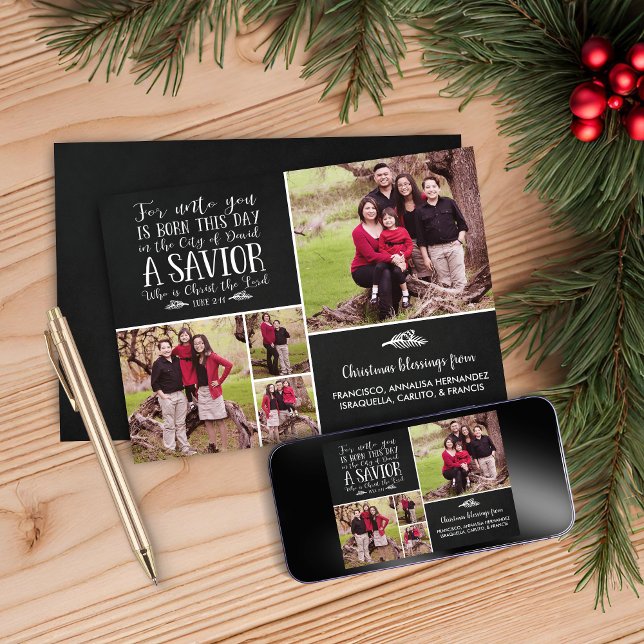 Christian Christmas Verse Chalkboard Holiday Photo Card (Christian Christmas Verse Chalkboard Holiday Photo Card)