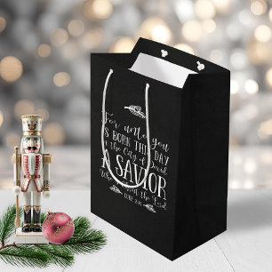Christian Christmas Verse Typography Chalkboard Medium Gift Bag