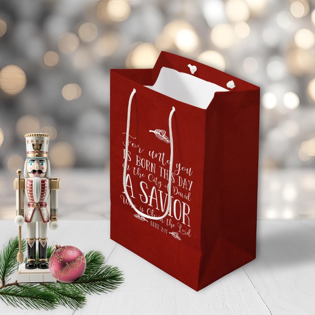 Christian Christmas Verse Typography Holiday Medium Gift Bag (Christian Christmas Verse Typography Holiday Medium Gift Bag)