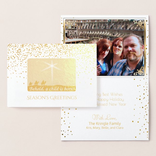 Christian Christmas Wise Men Elegant Gold Photo Foil Card (Display)
