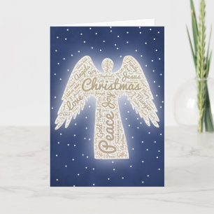 Christian Christmas with typography angel  Holiday Card