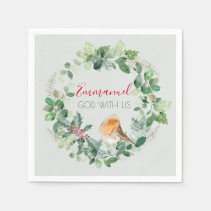 Christian Christmas Wreath Winter Robin Napkin