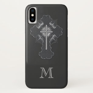 Christian chrome cross grey monogram iPhone x case