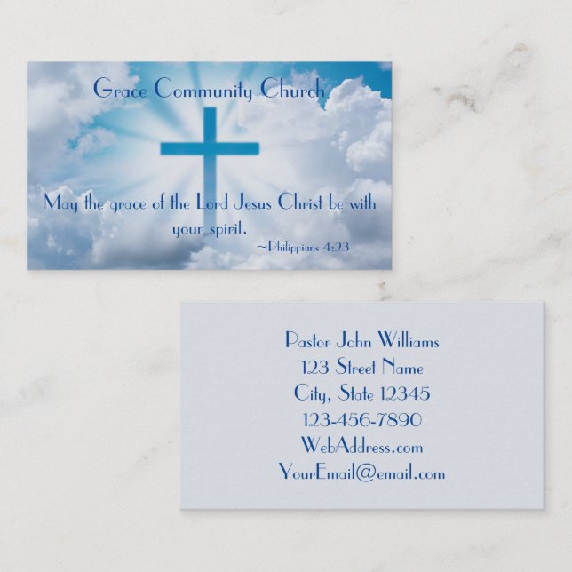 Christian Church Business Cards with Bible Verse (Front/Back)