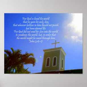 Christian Church Cross Poster with Bible Verse
