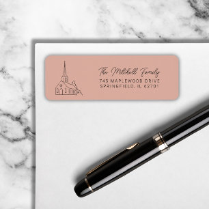 Christian Church Line Art Minimal Stylish Peach