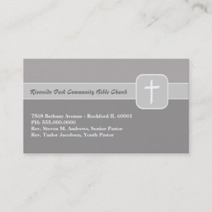Christian Church Ministry Grey Emblem with Cross Business Card