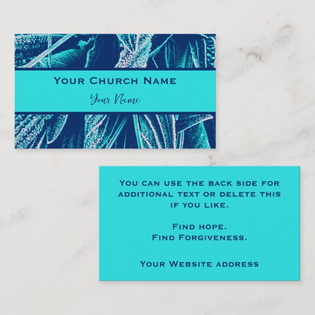 Christian Church Pastor Modern Turquoise Nature  Calling Card (Front/Back)