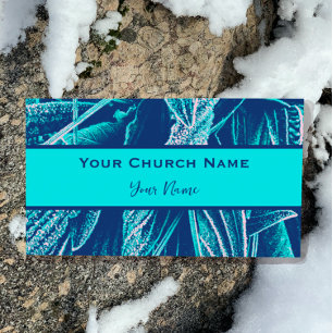 Christian Church Pastor Modern Turquoise Nature Magnetic Business Card