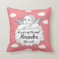 Christian Cloud Angel Happy 50th Birthday Pink