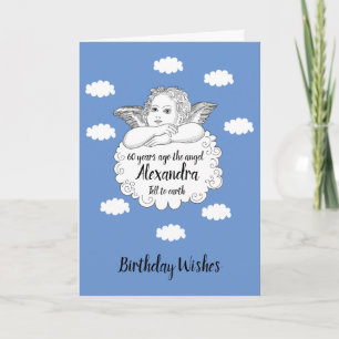 Christian Cloud Angel Happy 60th Birthday Card
