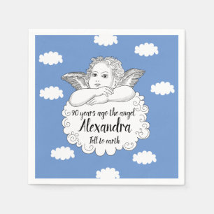 Christian Cloud Angel Happy 90th Birthday Napkin