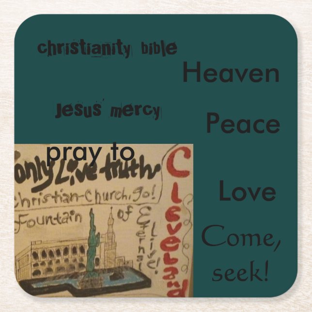 Christian coaster-come, seek! square paper coaster (Front)
